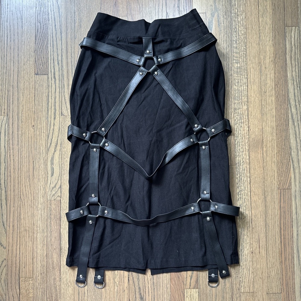 Gothic Skirt Rave Strappy Sexy Lip Service Y2K Tripp Killstar Bondage Chains
